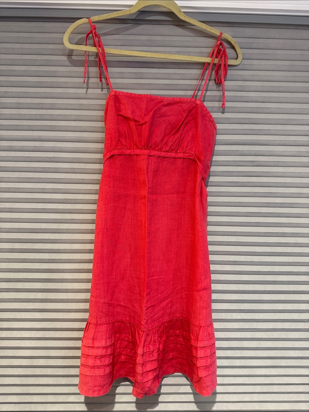 Guess Red Tie-Strap Midi Dress with Ruffle Hem